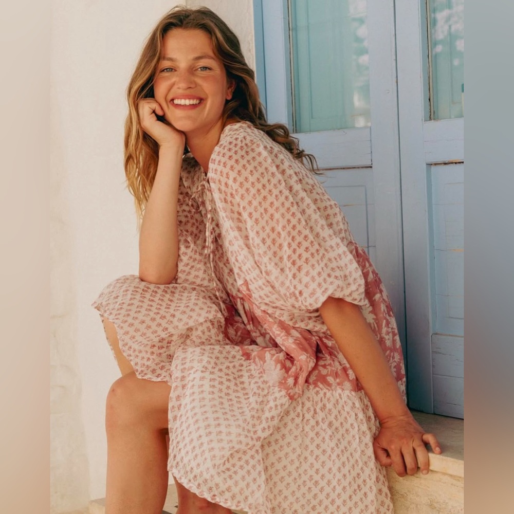 Daughters of India Pink Floral Mini Dress